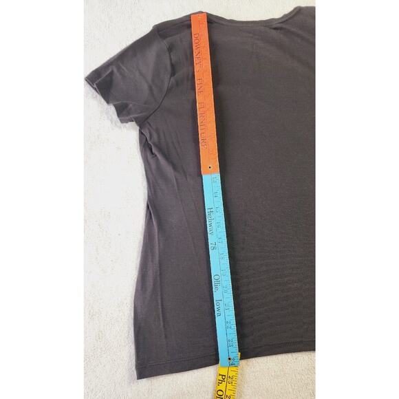 Talbots Pima Cotton DANCE Black T-Shirt Rhinestone Embellished Top Med 90s Y2K - Picture 6 of 7